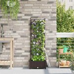 vidaXL Bac à fleurs avec Treillis Marron 40 x 40 x 125.5 cm PP