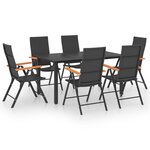 vidaXL Ensemble à manger de jardin 7 Pièces noir et marron
