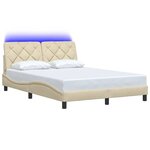 vidaXL Cadre de lit avec LED sans matelas crème 120x200 cm tissu