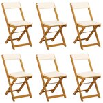vidaXL Chaises de bistrot d'extérieur 6 Pièces Crème blanc