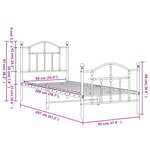 vidaXL Cadre de lit métal sans matelas avec pied de lit noir 90x200 cm