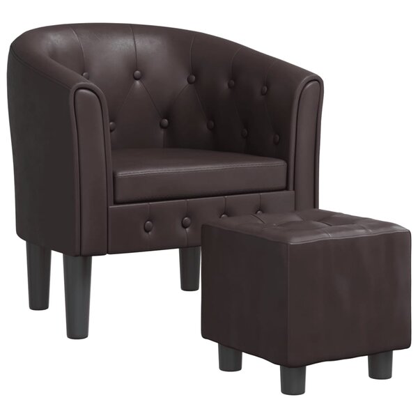 vidaXL Chaise cabriolet avec repose-pied marron similicuir