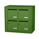 Bloc collectif leabox.com  2x2  grade 3  simple face  intérieur  mural  Vert mai RAL 6017 finition brillante