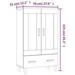 vidaXL Buffet haut Gris béton 70x31x115 cm Bois d'ingénierie