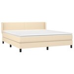vidaXL Sommier à lattes de lit avec matelas Crème 160x200 cm Tissu