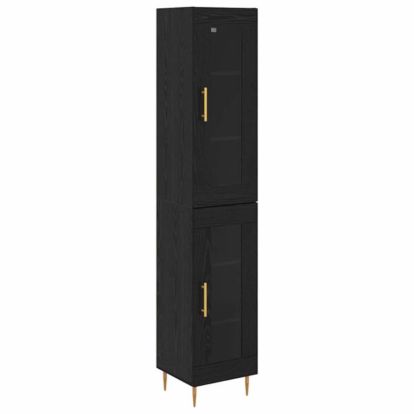 vidaXL Haut Armoire 2 Pièces Chêne noir Verre