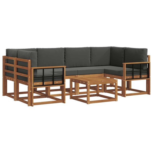 vidaXL Ensemble de canapés d'extérieur 7 Pièces Naturel et Anthracite