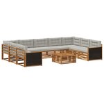 vidaXL Ensemble de canapés d'extérieur 10 Pièces Naturel et gris clair