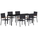 vidaXL Ensemble de salle à manger pour jardin 7 Pièces Noir polyrotin