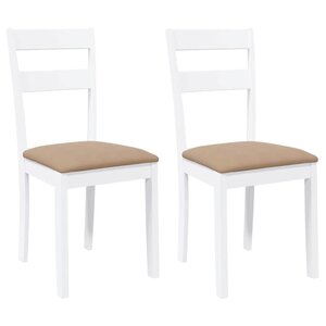 vidaXL Chaises à manger coussins 2 Pièces blanc bois massif caoutchouc