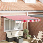 vidaXL Auvent Rétractable Rayure rouge et blanche 350x250 cm tissu