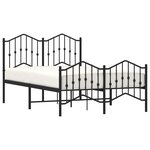 vidaXL Cadre de lit métal sans matelas avec pied de lit noir 120x200cm