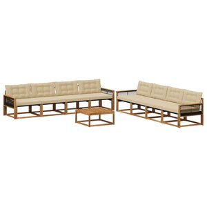 vidaXL Ensemble de canapés d'extérieur 9 Pièces Naturel et Beige