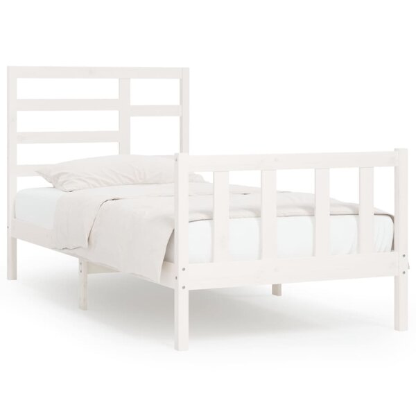 vidaXL Cadre de lit Blanc Bois de pin massif 90x200 cm