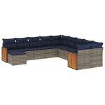 vidaXL Salon de jardin 11 Pièces avec coussins gris résine tressée