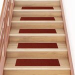 vidaXL Tapis d'escalier autocollants Rectangulaire 15Pièces 76x20cm Rouge