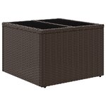 vidaXL Table de jardin dessus en verre brun 55x55x37 cm résine tressée