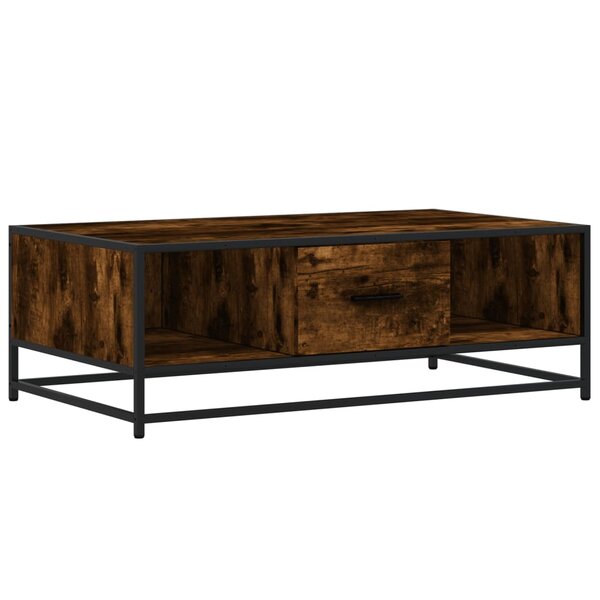 vidaXL Table basse chêne fumé 100x57x35 cm bois d'ingénierie et métal