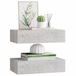 vidaXL Étagères à tiroir murales 2 Pièces Gris béton 40x23 5x10 cm MDF