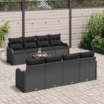 vidaXL Ensemble de canapé de jardin 9 Pièces Noir
