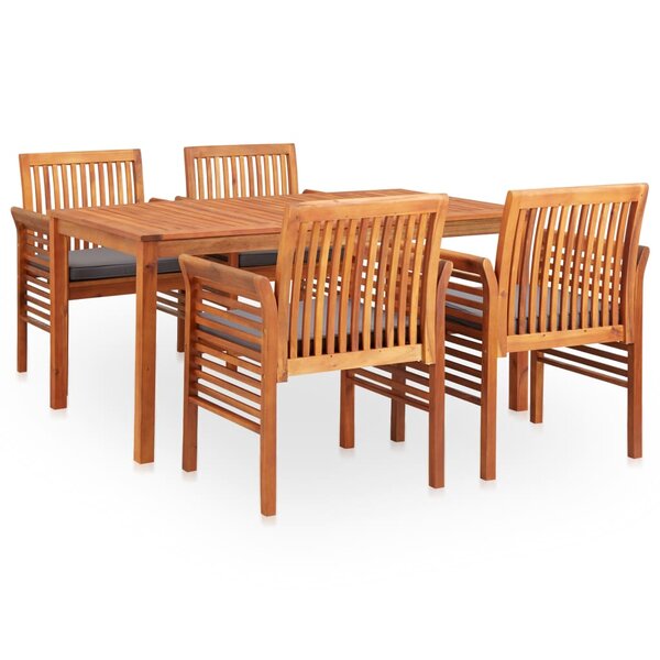 vidaXL Ensemble à manger d'extérieur 5 Pièces et coussins Acacia solide