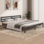 vidaXL Cadre de lit Bois de pin massif 180x200 cm Gris Super King