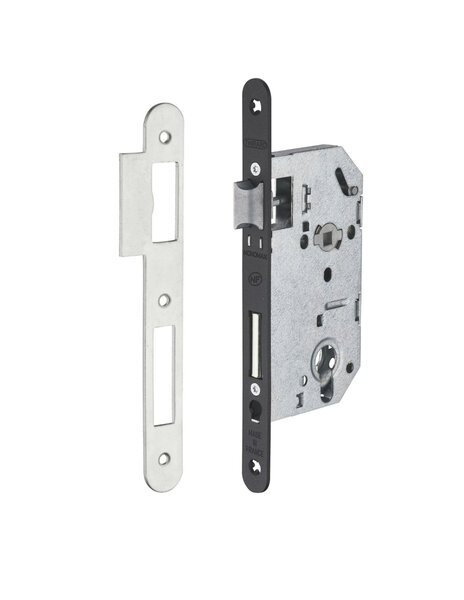 THIRARD - Serrure encastrable Monomax NF pour cylindre européen  axe 50mm  bouts ronds  têtière noire - THIRARD