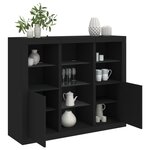 vidaXL Buffets avec lumières LED 3 Pièces noir bois d'ingénierie