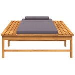 vidaXL Chaise longue et coussin/oreiller gris foncé bois massif acacia