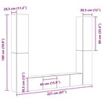 vidaXL Ensemble meuble TV 6 pièces - Accroché au mur  en bois d'ingénierie chêne noir