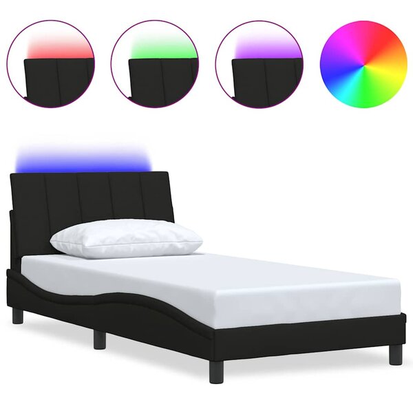 vidaXL Cadre de lit sans matelas Hanko noir 100x200 cm tissu