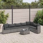 vidaXL Salon de jardin 8 Pièces avec coussins gris résine tressée