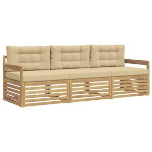 vidaXL Ensemble de canapés d'extérieur 3 Pièces Blanc et Beige Polyester