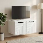 vidaXL Meuble TV mural Blanc 59 5 x 41 x 30 cm Bois d'ingénierie