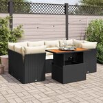 vidaXL Salon de jardin 7 Pièces avec coussins noir résine tressée