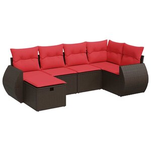 vidaXL Salon de jardin avec coussins 6 Pièces marron résine tressée