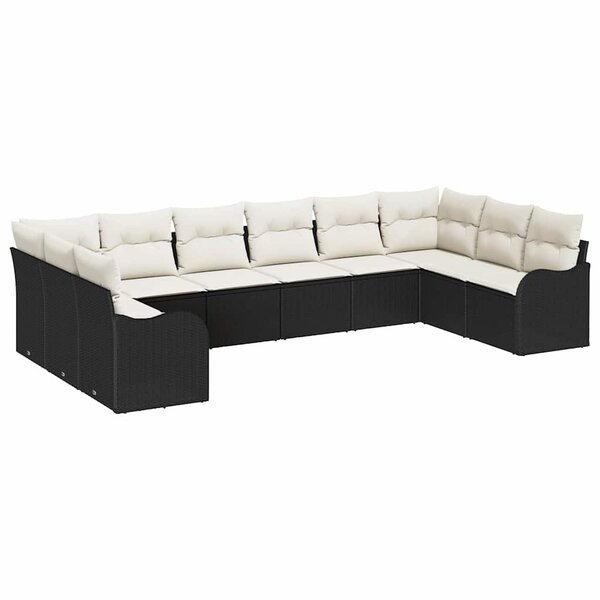 vidaXL Ensemble de canapé de jardin Noir 344 x 177 5 x 85 cm polyrotin