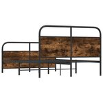 vidaXL Cadre de lit en métal sans matelas chêne fumé 137x190 cm