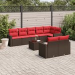 vidaXL Salon de jardin avec coussins 9 Pièces marron résine tressée