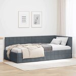 vidaXL Cadre de lit d'angle Gris foncé 90 cm x 190 cm tissu