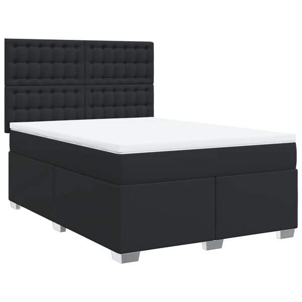 vidaXL Sommier à lattes de lit avec matelas Noir 140x200 cm Similicuir