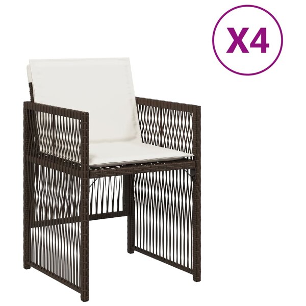 vidaXL Chaises de jardin avec coussins lot de 4 marron résine tressée