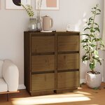 vidaXL Buffets 2 Pièces Marron miel 32x34x75 cm Bois massif de pin