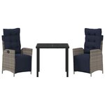 vidaXL Ensemble de salle à manger pour jardin 3 Pièces Gris polyrotin