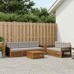 vidaXL Ensemble de canapés d'extérieur 6 Pièces Naturel et gris clair