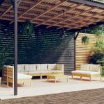 vidaXL Salon de jardin 9 Pièces avec coussins crème bois de pin massif