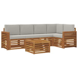 vidaXL Ensemble de canapé d'angle 6 Pièces Gris Naturel et Clair