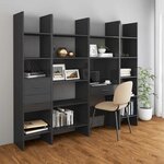 vidaXL Bibliothèque Gris brillant 60x35x180 cm Aggloméré