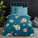 Good morning housse de couette enfant spacy 100x135 cm bleu pétrole