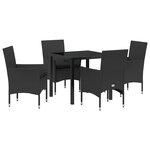 vidaXL Ensemble de salle à manger pour jardin 5 Pièces Noir Poly rotin